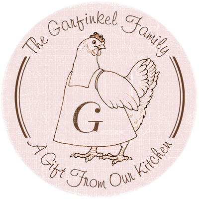 Name Doodles - Large Round Gift Stickers (Culinary Hen)